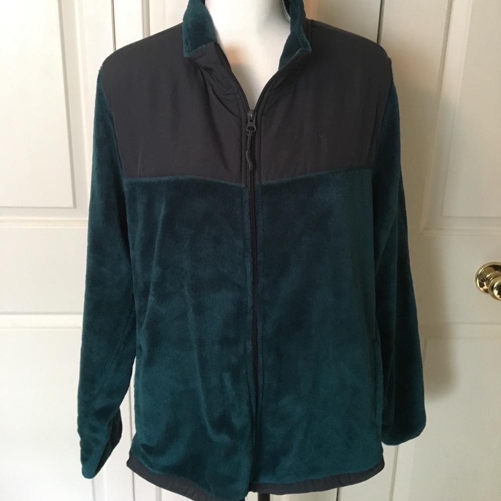 Danskin Fleece/Nylon Zip Lined Jacket Dark Green